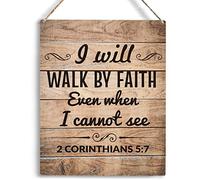 TammieLove Christian Gifts TammieLoveA7281 Plaque en métal rétro vintage avec inscription « I Will Walk By Faith Even When I Cannot See » 2 Corinthians 5:7 en 20,3 x 30,5 cm
