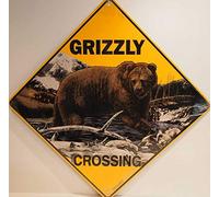 TammieLove Crosswalks Grizzly Crossing Plaque en métal en aluminium pour l'extérieur Motif grizzly 30,5 x 30,5 cm