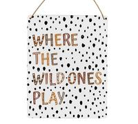 TammieLove Décoration de chambre d'enfant, Where The Wild Ones Play, décoration moderne de chambre d'enfant en métal avec slogan en métal rétro vintage affiche en métal décoration murale 20,3 x 30,5
