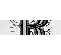 TammieLove Lettre R - Plaque en étain - Typographie baroque antique R avec tourbillons aristocratiques anglais - Décoration pour cafés - 40 x 10 cm - Panneau d'affichage pour intérieur et extérieur