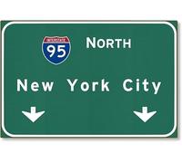 TammieLove Panneau d'autoroute American Yesteryear I-95 Interstate NYC New York City NY en métal : reproduction de nouveauté décoration murale : acier : non étain 91,4 x 61 cm [AYY000] plaque en étain