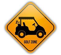 TammieLove Panneau d'avertissement de zone de golf en étain, carré/rond, en métal, 30,5 x 30,5 cm