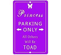 TammieLove Panneau d'avertissement décoratif en étain pour extérieur et intérieur Motif princesse Parking Violet 20,3 x 30,5 cm