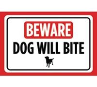 TammieLove Panneau d'avertissement en aluminium avec inscription « Beware Dog Will Bite » - 20,3 x 30,5 cm