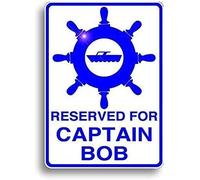 TammieLove Panneau d'avertissement en aluminium avec inscription « Captain » - 20,3 x 30,5 cm