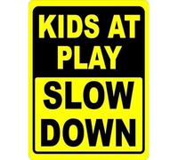 TammieLove Panneau d'avertissement « Kids at Play Slow Down » en métal avec inscription « Help Keep Children Safe in Neighborhood » - 20,3 x 30,5 cm