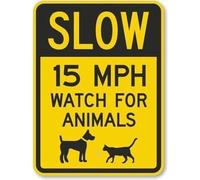 TammieLove Panneau d'avertissement Slow 15 Mph Watch for Animals 20,3 x 30,5 cm