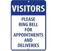 TammieLove Panneau de chambre en métal « Visitors Please Ring Bell for Appointments and Deliveries » - Poster mural en aluminium - Décoration de cour - Panneau d'avertissement en étain - 20,3 x 30,5