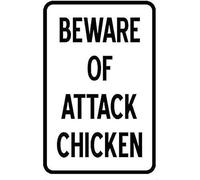 TammieLove Panneau de porte de chambre à coucher avec inscription « Beware of Attack Chicken » - 20,3 x 30,5 cm