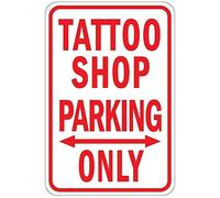 TammieLove Panneau décoratif en métal avec Inscription « Tattoo Shop Parking Yard » 20 x 30 cm