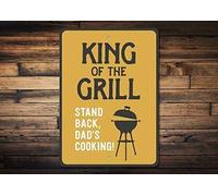TammieLove Panneau décoratif King The Grill - Cadeau de grill - Cadeau pour papa - Fête des pères - Pour extérieur et intérieur - 20,3 x 30,5 cm - TinSignEUa51087