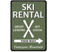 TammieLove Panneau en étain avec flèche Ski Rental This Way 20,3 x 30,5 cm