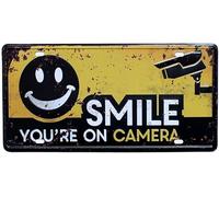 TammieLove Panneau rétro en métal avec inscription « Smile You're on Camera » - 20,3 x 30,5 cm