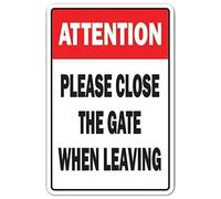 TammieLove Plaque décorative Humoristique en Aluminium avec Inscription « Attention Please Close The Gate Property Door Parking » 20 x 30 cm