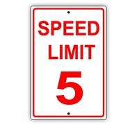TammieLove Plaque en métal de 20,3 x 30,5 cm avec inscription « Speed Limit 5 km/h miles par heure » - Lettres rouges - Zone de ralentissement de vitesse - Avertissement d'avertissement