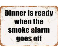TammieLove Plaque en métal « Dinner is Ready When The Smoke Alarm Goes Off » - 20,3 x 30,5 cm