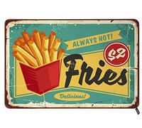 TammieLove Plaque en métal pour homme et femme, motif frites, rétro vintage, décoration murale, 20,3 x 30,5 cm