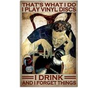 TammieLove Plaque en métal rétro avec inscription « That¡¯S What I Do I Play Discs I Drink and I Forget Thing » 20,3 x 30,5 cm