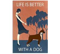 TammieLove Plaque en métal vintage « Girl Better With Boxer » - Décoration murale - 20,3 x 30,5 cm
