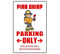 TammieLove Plaque fantaisie en métal avec inscription « Fire Chief Parking Only » - 20,3 x 30,5 cm