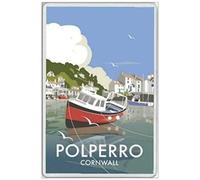 TammieLove POLPERRO - Aimant de réfrigérateur géant - Cornwall River POL England Village de pêcheurs en métal panneau étain 20,3 x 30,5 cm