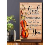 TammieLove Poster en métal avec inscription « Guitar and Butterflies God Bless The Broken Road That Led Me Straight to You » - 20,3 x 30,5 cm