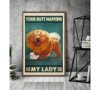 TammieLove Poster humoristique « Dog Your Butt Towels My Lady » - Cadeau pour maman - Portrait d'animal domestique - Personnalisé et illustration - Plaque en métal - 20,3 x 30,5 cm