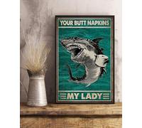 TammieLove Poster humoristique en métal avec inscription « Shark Your Butt Towels My Lady » - 20,3 x 30,5 cm