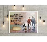 TammieLove Poster mural en métal « I Want to Hold Your Hand at 80 & Say Baby Let's Go Hiking » - Cadeau pour maman - 20,3 x 30,5 cm