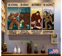 TammieLove Poster vintage Bigfoot in The Forest Be Strong When You are Weak Be Brave When You are Scared Décoration murale de garage 20,3 x 30,5 cm