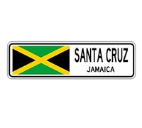 TammieLove Santa Cruz Plaque de Rue Jamaïque Drapeau Jamaïque Ville Pays Route Cadeau de Rue Panneau de Rue 4 x 16 Pouces