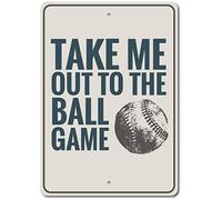 TammieLove Tinsigneua11804 Panneau en étain avec phrase de baseball Take Me Out to The Ball 20,3 x 30,5 cm