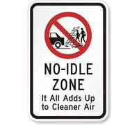 TammieLove TinSignEUa24170 Panneau mural avec inscription « No Idle Zone It All Adds Up To Cleaner Air » en métal - 20,3 x 30,5 cm