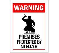 TammieLove TinSignEUa24794 Plaque murale en fer avec inscription « Protected By Ninjas » - Plaque rétro vintage en métal - Décoration - Poster amusant - 20,3 x 30,5 cm