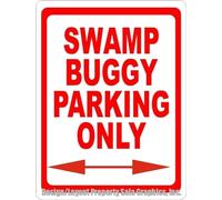 TammieLove Tinsigneua38992 Panneau en métal avec inscription « Swamp Buggy Parking Only » pour bateau et camp de poissons. Plaque en métal amusante 20,3 x 30,5 cm