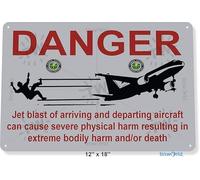 TammieLove TinSignEUa39726 Plaque décorative en métal Motif Danger Jet Blast Aviation Airport Warning Caution 20,3 x 30,5 cm