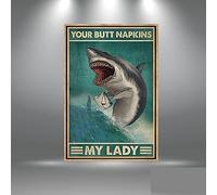 TammieLove TinSignEUa43398 Poster mural avec inscription « Shark Your Butt Towels My Lady For Home » 20,3 x 30,5 cm