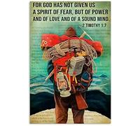 TammieLove TinSignEUa45235 Plaque rétro en métal avec inscription « Hiking For God Has Not Given Us A Spirit Of Fear » 20,3 x 30,5 cm