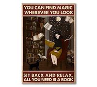 TammieLove TinSignTammieLoveA2370 Plaque en métal vintage avec inscription « You Can Find Magic Wherever You Look Sit Back And Relax, All You Need Is A Book » - 20,3 x 30,5 cm