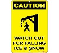 TammieLove TinSignTammieLoveA2933 Panneau en métal avec inscription « Warning Caution Watch Out For Falling Ice & Snow Hazard » Style rétro vintage Décoration murale 20,3 x 30,5 cm