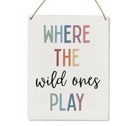 TammieLove TinSignTammieLoveA6133 Boho Where The Wild Ones Play, décoration murale bohème neutre rétro vintage en métal affiche en métal 20,3 x 30,5 cm