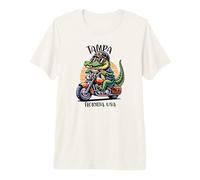 Tampa Florida USA Alligator Moto Dessin animé T-Shirt Haut de Gamme