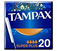 Tampax Classique - 20 Tampons Avec Applicateur En Carton, Super+, Flux Moyens à Abondants - Sans Parfum ni Colorant, Protection contre les Fuites, Sensation De Fraîcheur