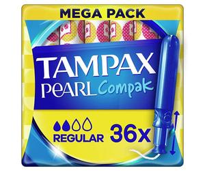 Tampax Compak Pearl Lot de 36 tampons régulier