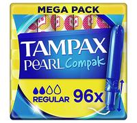 Tampax Compak Pearl, Régulier, 96 Tampons Avec Applicateur, Flux Légers à Moyens, Triple Confort avec Applicateur doux, MotionFit, Voile Douceur, Certifié Oeko-Tex