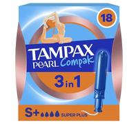 Tampax Compak Pearl, Super Plus, 18 Tampons Avec Applicateur, Flux Abondants, Triple Confort avec Applicateur doux, MotionFit, Voile Douceur, Certifié Oeko-Tex