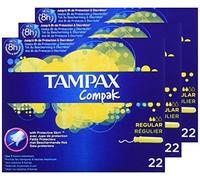 Tampax Compak Régulier X 22 Tampons avec Applicateur en Plastique 22 Tampons Lot de 3