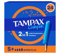 Tampax Compak Super Plus Tampons avec Applicateur x24, Protection contre les Fuites Et Confort