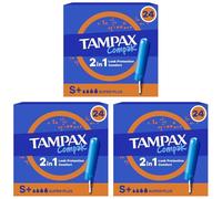 Tampax Compak Super Plus Tampons Avec Applicateur x24 Protection Contre Les Fuites Et Confort (Lot de 3)