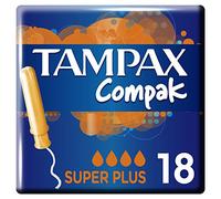 Tampax Compak Super+ Tampons avec applicateur 18 x Protection anti-fuite et discrétion pour vous sentir propre